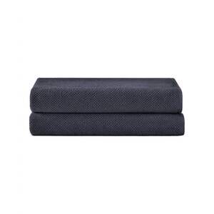 NEW UNDER THE CANOPY textured organic 2 piece bath sheet set in charcoal